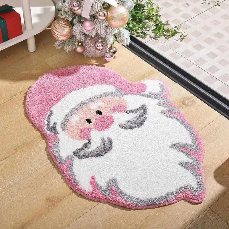 1pc Anomalous Floor Mat Santa Claus Christmas Tree Bathroom Floor Mat Living Room Entrance Door Mat Holiday Decoration CarpetM251117