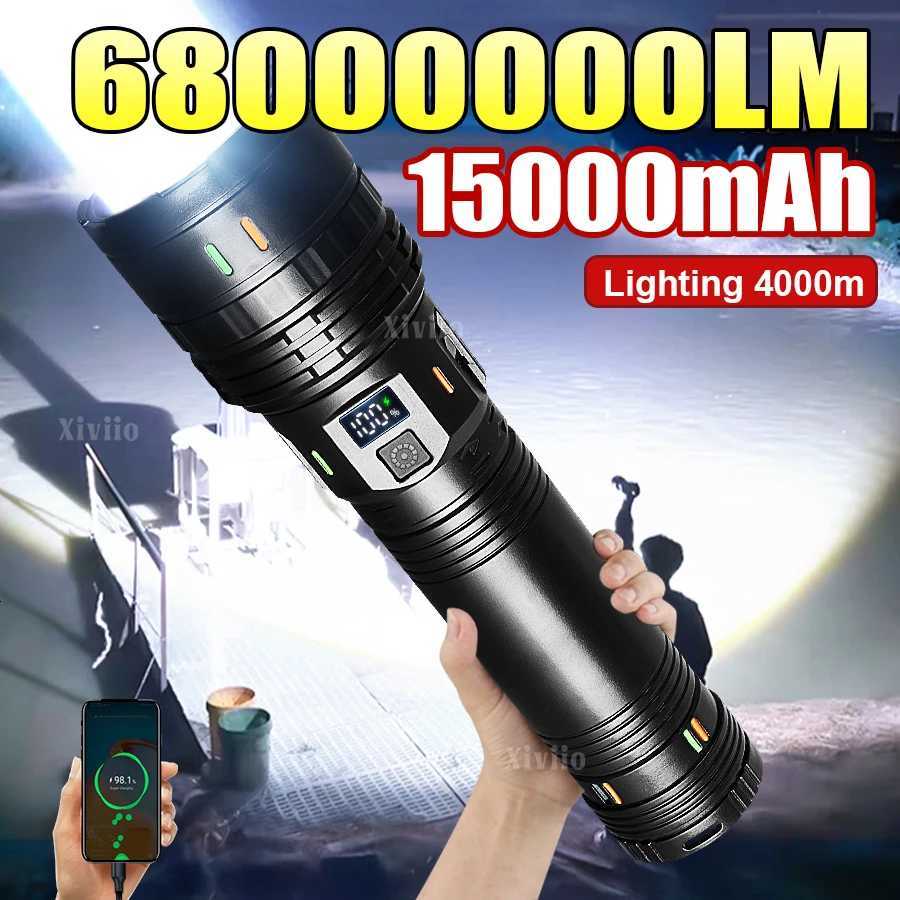 6800000LM High Power LED Flashlight Most Powerful Tactical Torch 15000mah Rechargeable Flashlight Outdoor Portable Handheld Lamp M251117