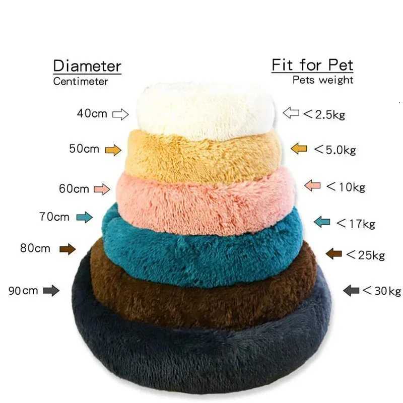Round Pet Bed for Large Dog Bed Donut Long Plush Cat Bed for Medium Dog House Winter Warm Sleeping Pet Kennel Removable Dog SofaM251117
