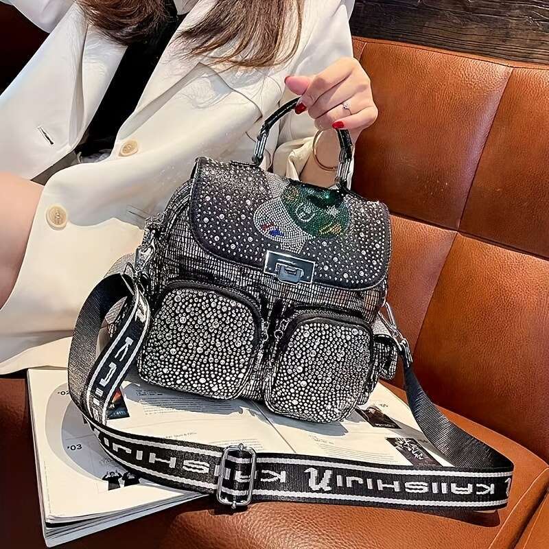 Designer bags Sweet Moon Exclusive Fashion Rhinestone Backpack Handbag, Women's Luxurious Crossbody Shoulder Bag - Fashionable, Compact, Punk Sty
