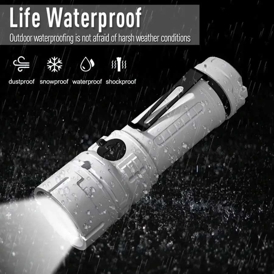 Super Bright LED Flashlight Multi-Functional USB Rechargeable Flashlights Pocket Emergency Light Torch for Camping Hiking M251117