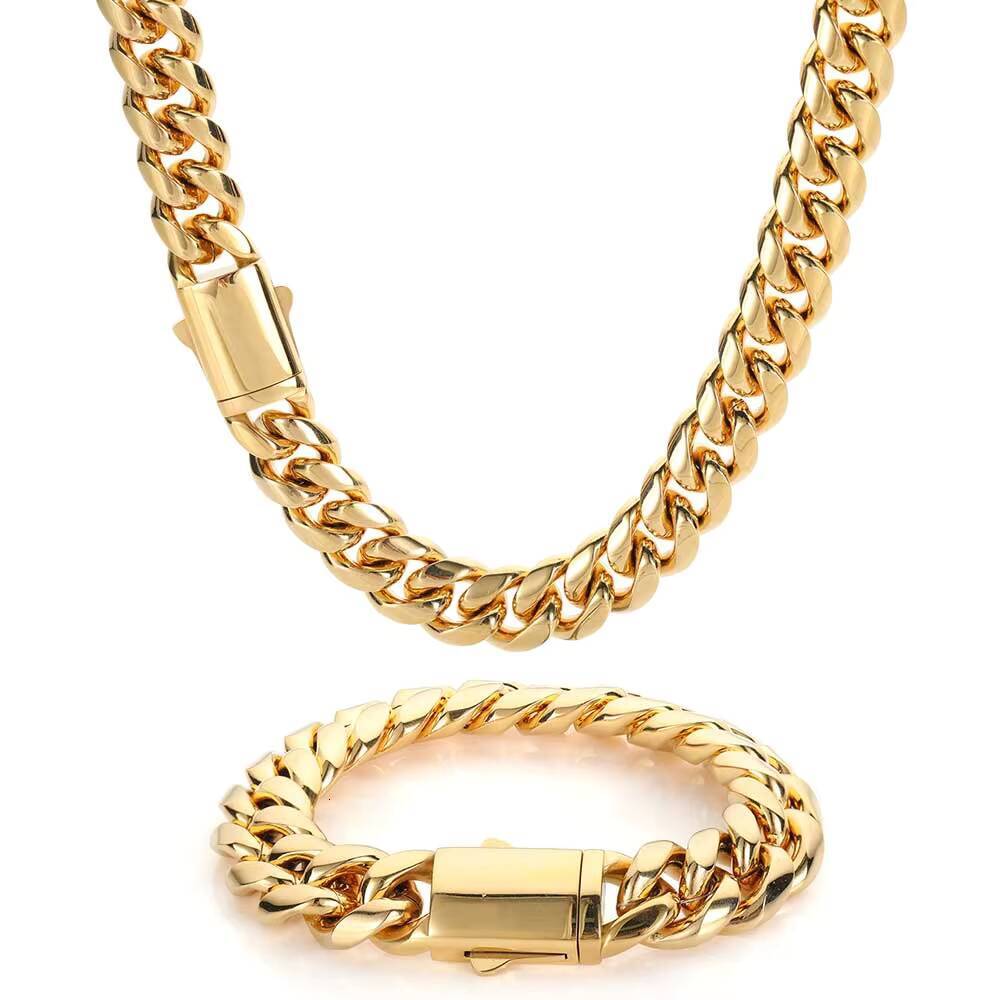 Nuoya 12MM 18K Gold Cuban Bracelet Wholesale Hip Hop Chain Jewelry PVD Plated Gold Cuban Bracelet for Men