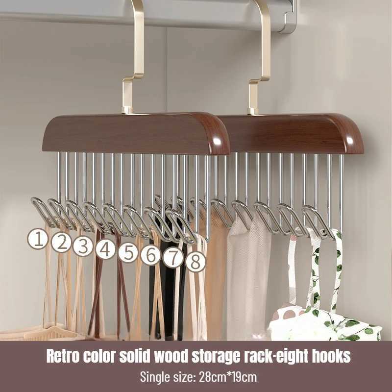 Closet Organizer Hanging Multiple Hanger Wooden Clothes Hangers Solid Wood Drying Rack 8 Portable Home Apartment Storage C251117