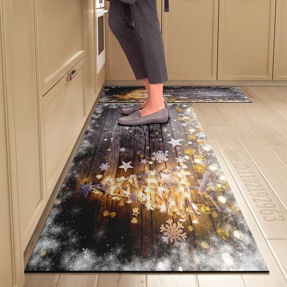 Christmas Kitchen Floor Mat Washable Holiday Entrance Doormat Decorative Rug for Living Room Bedroom Home Decor Party DecorationM251117
