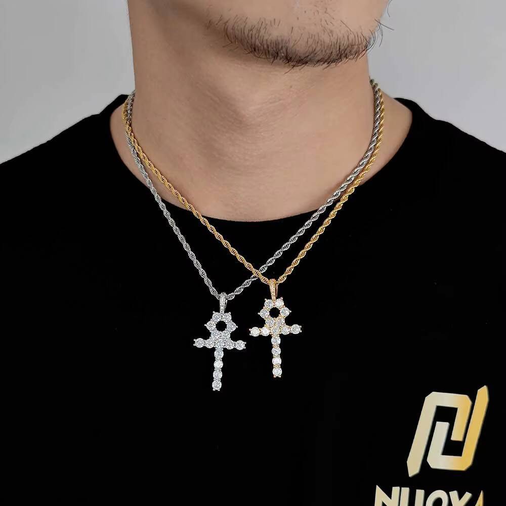 Moissanite Hip Hop Jewelry Silver Christian Dainty Jesus Piece Zircon Men Pendant Diamond Cross Necklace