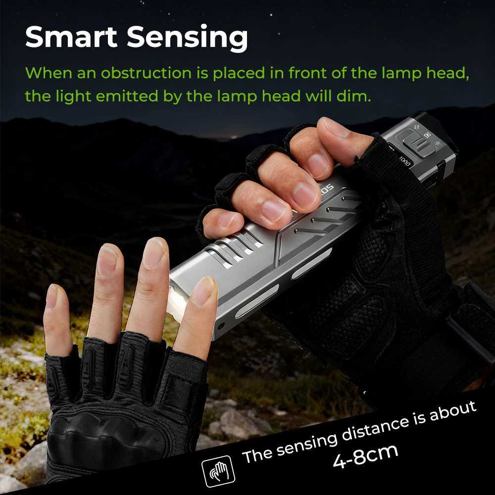 WURKKOS TD11 Tactical Flashlight 3000LM Innovative Multi-Function Portable LED Flashlight with Built-in Battery Portable Light M251117