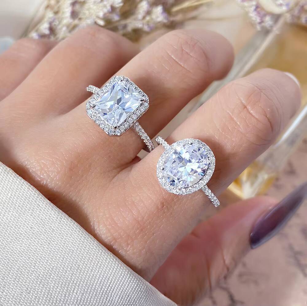 5A Crushed Ice Cubic Zirconia Womens Wedding Ring 925 Sterling Silver Classic Style for Party and Anniversary Fine Jewelry