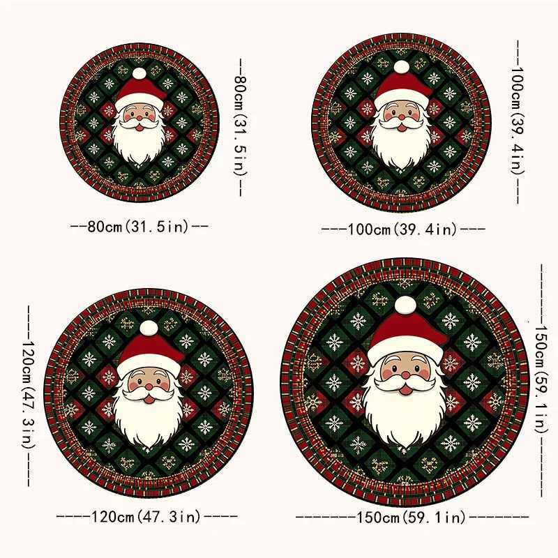 2D Flat 1pc Santa Claus Christmas Style Round Mat Lightweight Non - Slip Machine Washable Door Mat Home Decoration SuitableM251117