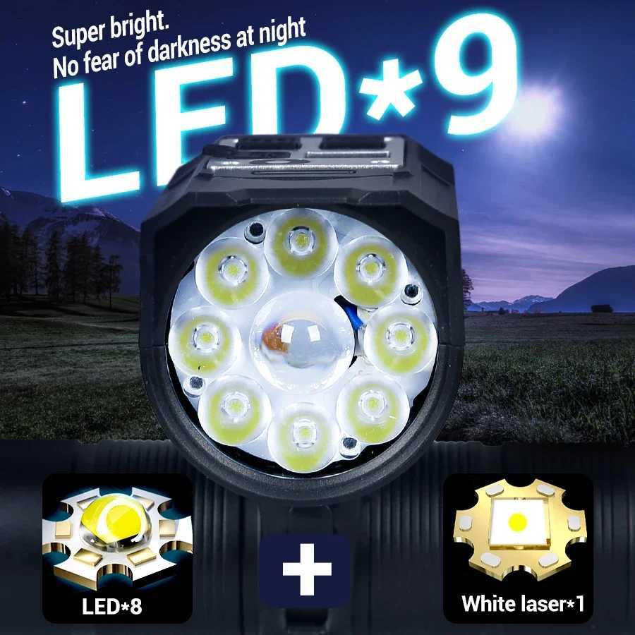 Bicycle Headlight 9 LED Bike Front Light Rechargeable Ultralight Handlebar Lights Waterproof Cycling Flashlight Christmas Gift M251117