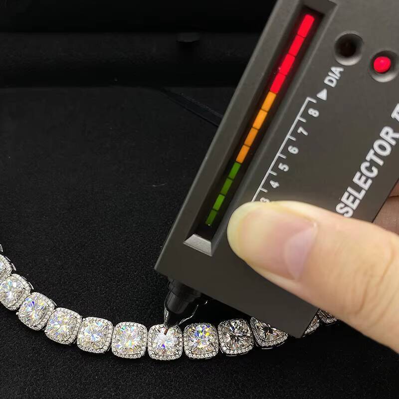 Men Luxury Design 10mm Cushion Shape Diamond Tennis Link Real 18k Gold Plated Silver 925 Moissanite Cluster Diamond Tennis Chain