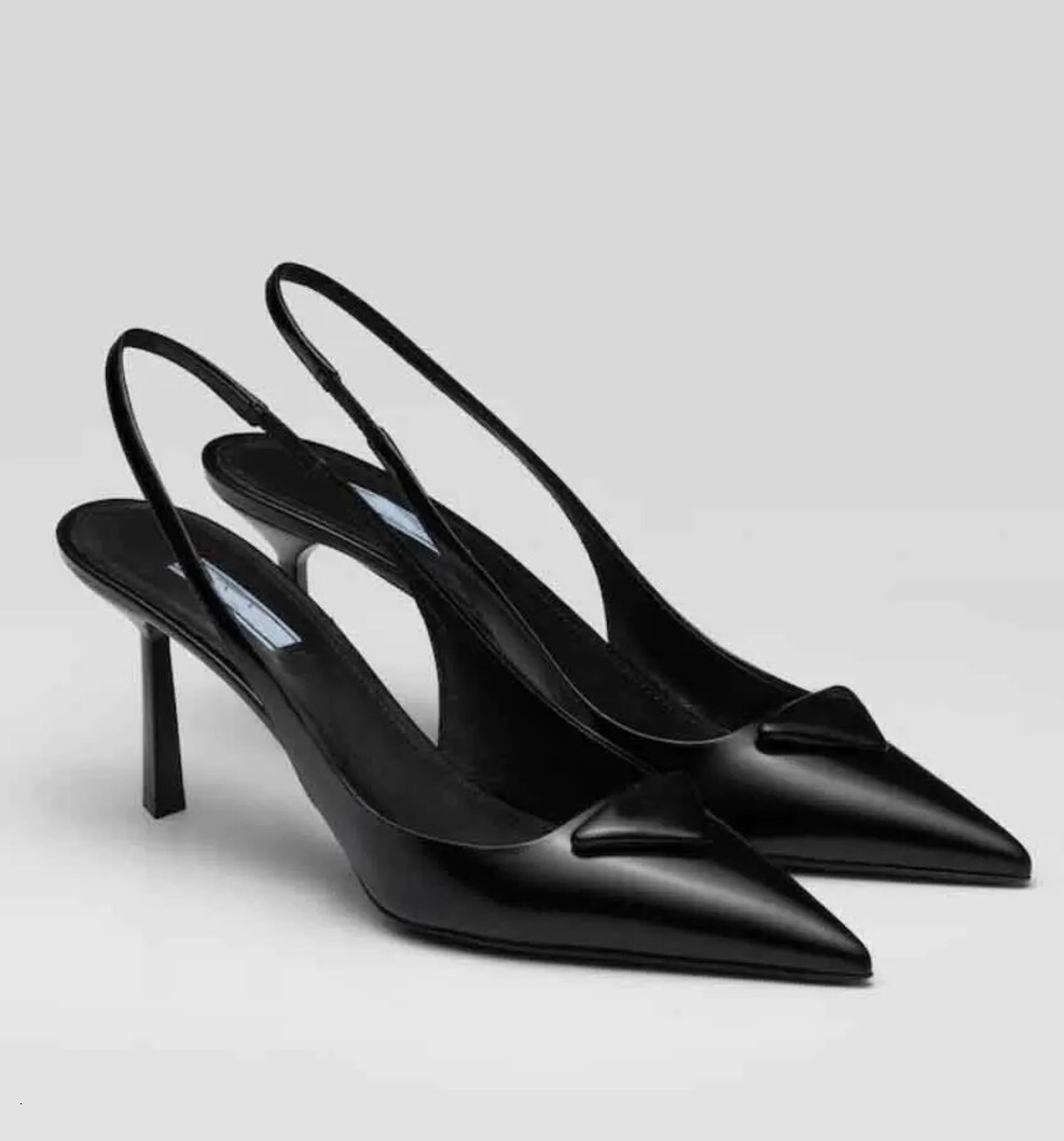 Luxury brands Dress Shoes sandal high heels low heel Black Brushed leather slingback pumps black white patent leathers 35-40 pradasneaker pradas pradashoes DLBO
