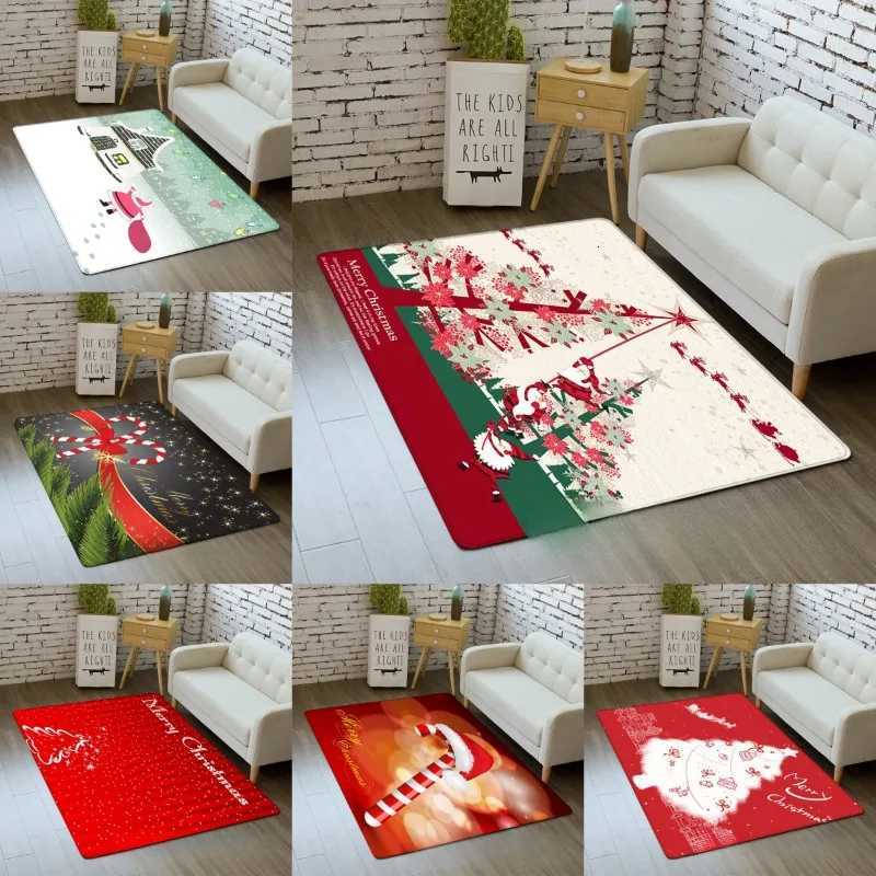 Christmas Santa Claus Rug Carpet Mat for Living Room Home Decoration Merry Christmas with Tree Candy Cane Snowflake PlaidM251117
