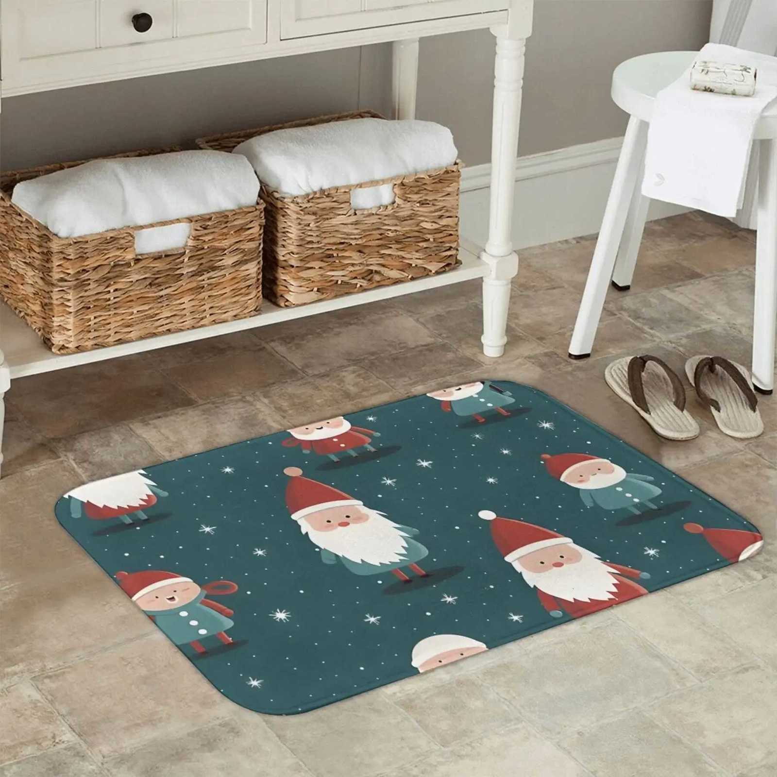 Christmas Doormat - Cheerful Santa Claus pattern polyester non-slip mat for indoor and outdoor home entrancesM251117
