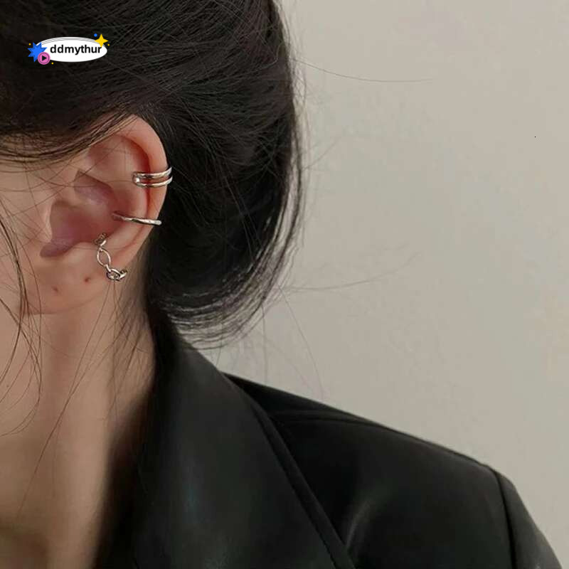3Pcs/Set Clips for Women Unisex Minimalist Fashion Cartilage Hoop Earrings Sets Ear Cuff Fake Piercing Clip on Earring ddmythur