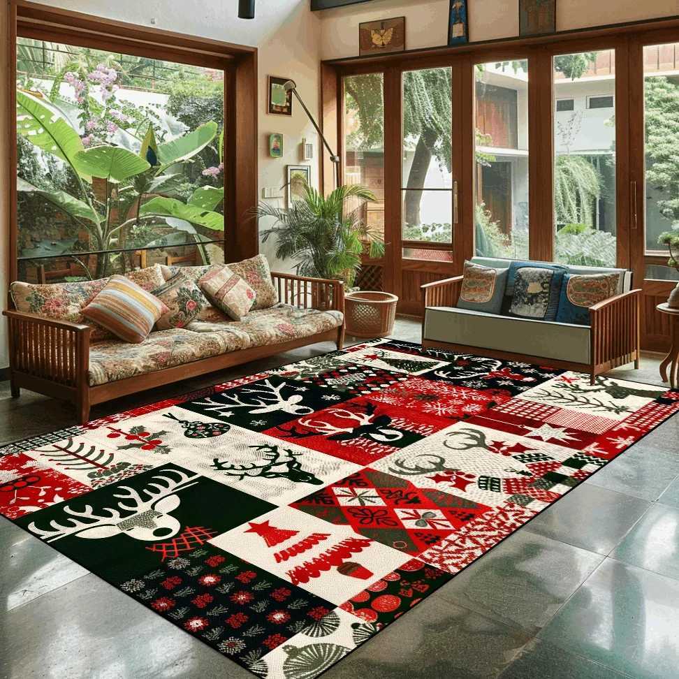 Popular Christmas Living Room Decoration Rug Large Area Anti-slip Mat Fluffy Children Rugs Cartoon Bedroom Decor Carpet New YearM251117