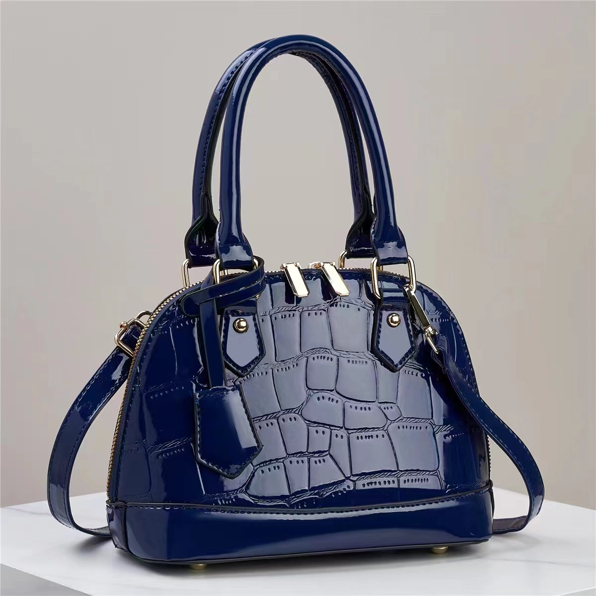 Premium Luxury Bag Women's Stone Texture Shell Bag Fashionable Large-Capacity Glossy Leather Shoulder Handbag Free Shipping
