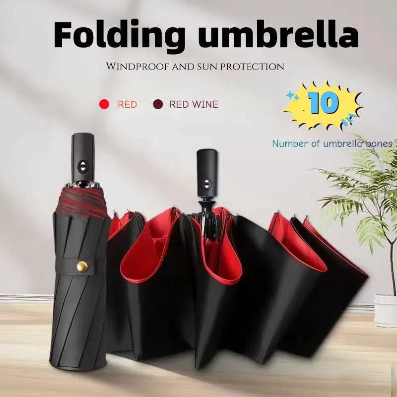 Windproof and sun protection umbrella folding umbrella thickened double layer 10 bone automatic umbrella business gift umbrella C251117