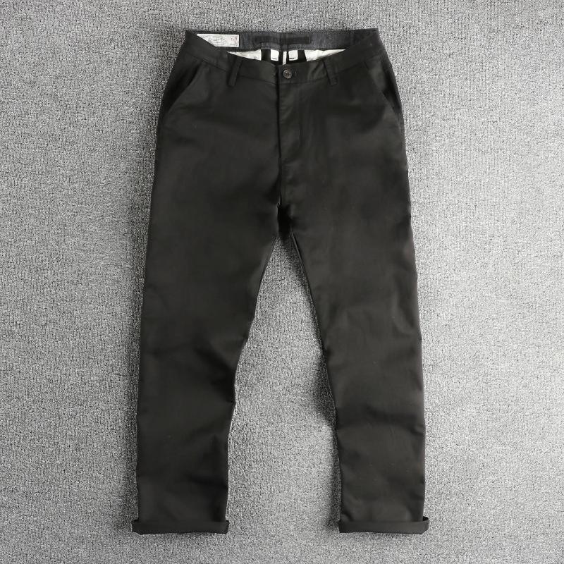 Men's Pants 2025 Spring Autumn American Retro Woven Twill Chino Busniess Simple 97.4% Cotton Washed Casual Straight Trousers