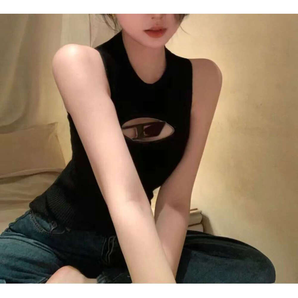 d tank top Womens tank Y2k Top for Women Fashion Strt Spice Girl Slim Show Chest D Embroidery Crop Short Open Umbilical Versatile Top Party Charm Tank