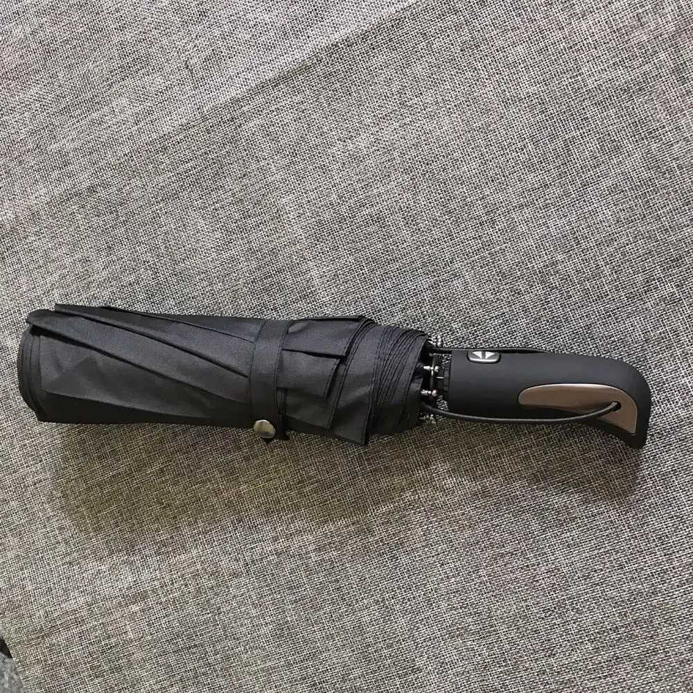 Sturdy 10 Rib Windproof Auto Open Business Umbrella Durable Black Promotional Parasol Large Coverage Rain Protection Custom C251117