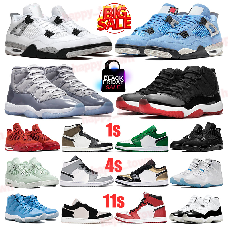 4s 1s 11s Designer Shoes Basketball Shoes For Mens Womens Black Cat University Blue Cherry Cool grey Outdoor Sneakers Sport Trainers Hight Low Cut Size 36-47