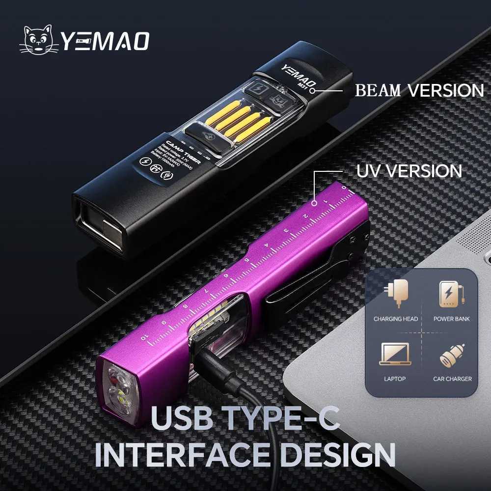 YEMAO EDC Flashlight 680LM 13 Mode flashlights LED Torch bicycle light With Clip Magnetic/Hook USB C Charging Camping Emergency M251117