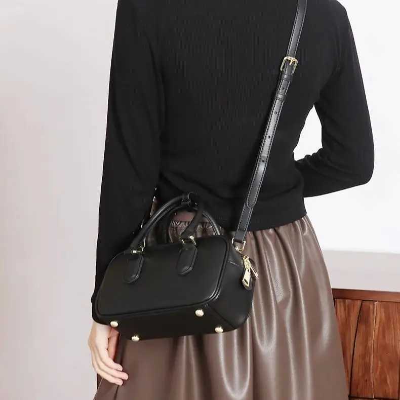 Womens Crossbody Bag - Versatile Shoulder Bag with Large Capacity Commuter Bowling Bag - Niche Leather Handbag for WomenW251115