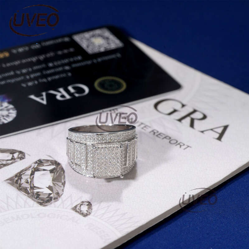 Moissanite Ring Gold Jewelry 925 VVS Iced Out Hiphop Pass Dias Tester Women