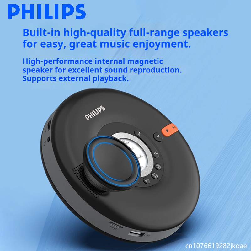 Philips New EXP5108 Mini Convenient Retro CD Player Support CD/TF Wireless Bluetooth Home HiFi Stereo MP3 Disc Loudspeaker Box