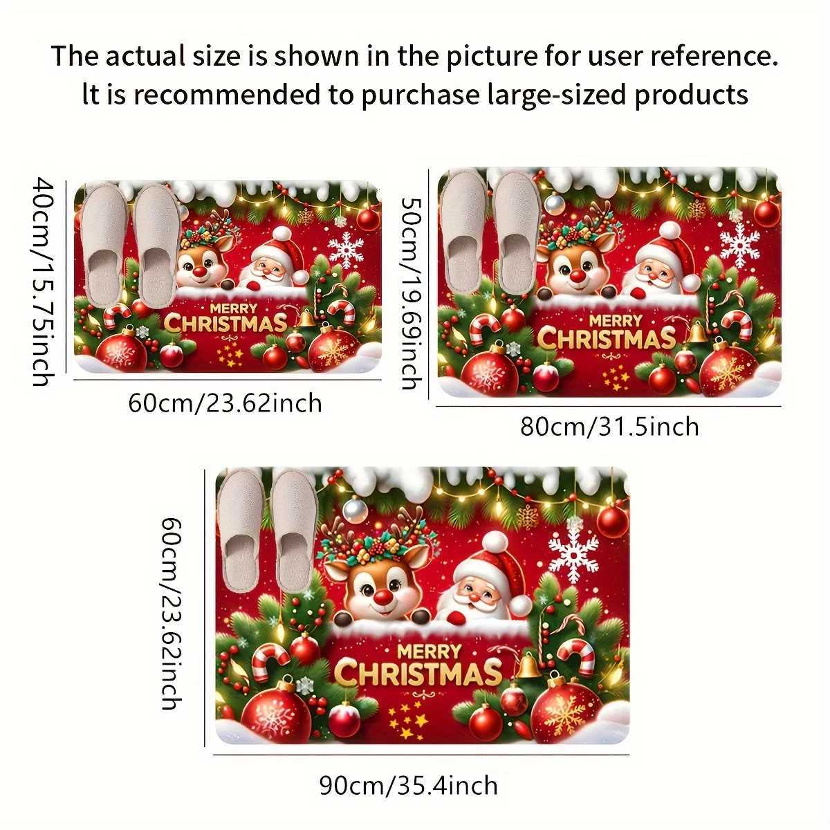 Santa Claus Elk Christmas Doormat Non-Slip Indoor Outdoor Welcome Mat Festive Holiday Decor for Entrance Bathroom PatioM251117