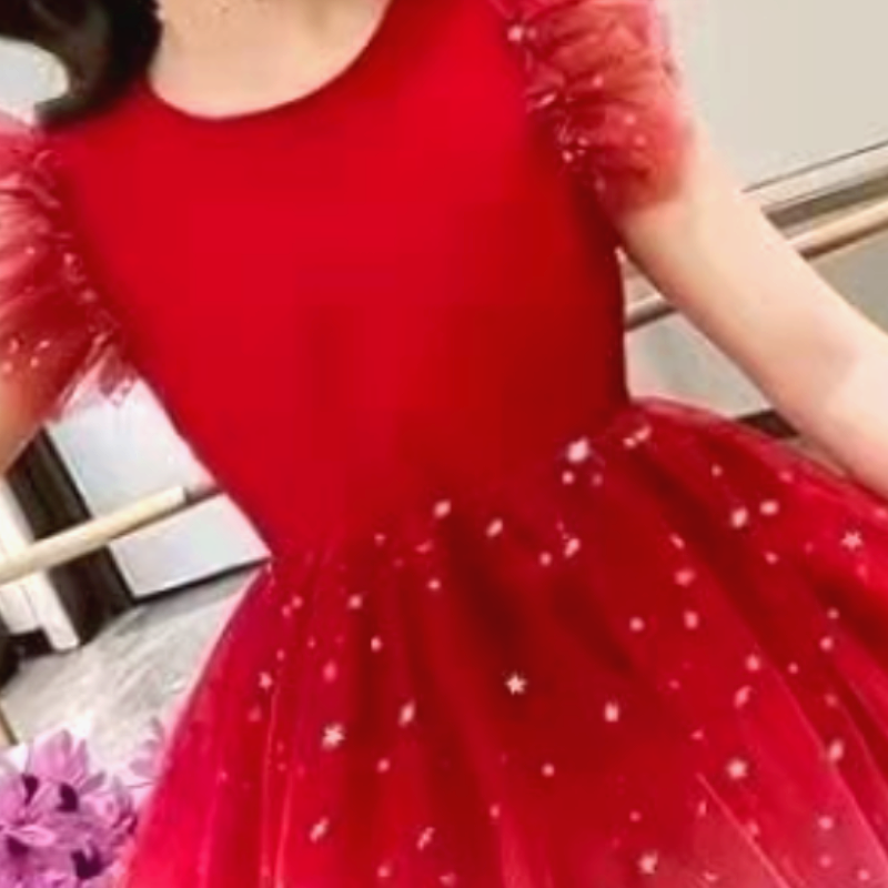 DISNEY kids designer clothes Frozen Elsa princess Girls' Starry Sky Gradient Short Sleeve Dress Princess Dress Puff Sleeve Tulle Skirt for Childr
