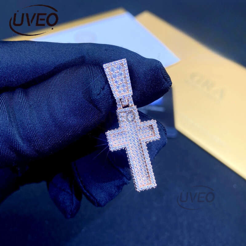 Sterling Silver VVS Jewelry Gold Iced Out 925 Moissanite Cuban Ring Hip Hop Pass Dias Tester Pendant Cuban Link Chains High Quality Mens Gift