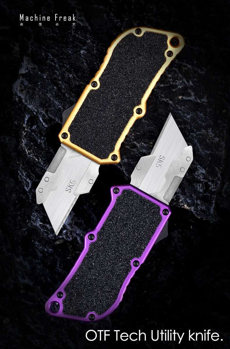 Exocet Series OTF Utility EDC Wallpaper Cutter Paper Knife Replaceable Sk5 Blades Aluminum Alloy Frosting Pocketknives