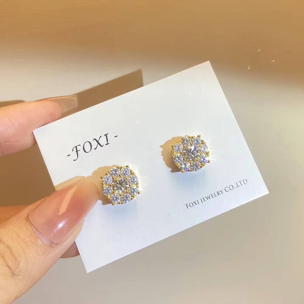 18K Gold Plated 925 Silver Floral Moissanite Earrings Dainty Daisy Studs Jewelry Gift for Women