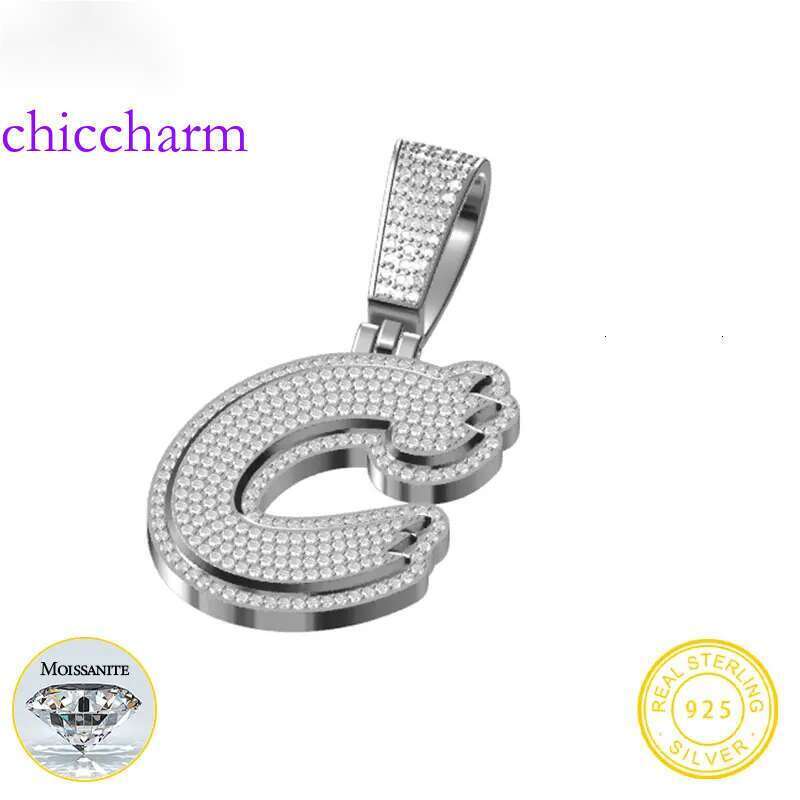 Fine New Sier Moissanite Classic Letters Pendant Punk Hiphop/Rock For Men Hip Hop Jewelry gemstone pendants