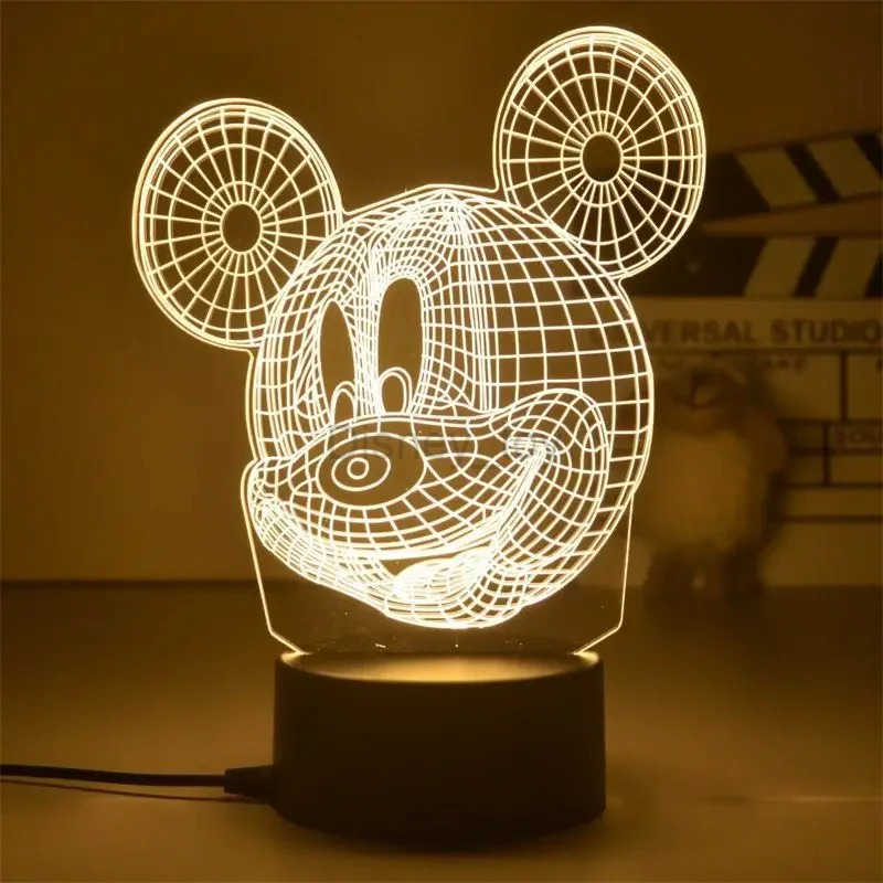 Disney Mickey Night Light 3D Minnie Mouse Visual LED animated character model cartoon desktop creative decoration bedroom bedside lamp Y2504017