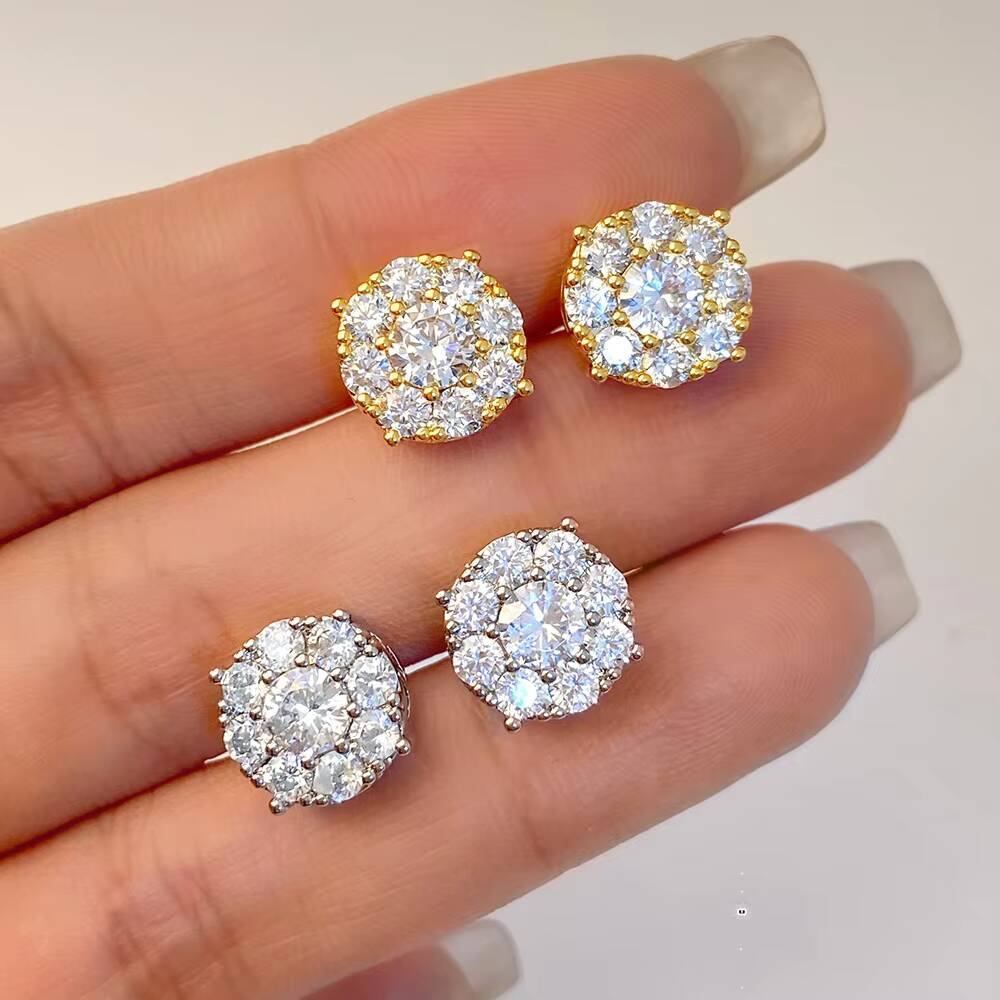 Wholesale 925 Silver Stud Earrings Customized Fine Jewelry Design From Italy with Cute Cubic Zircon Gemstone for Men and Women