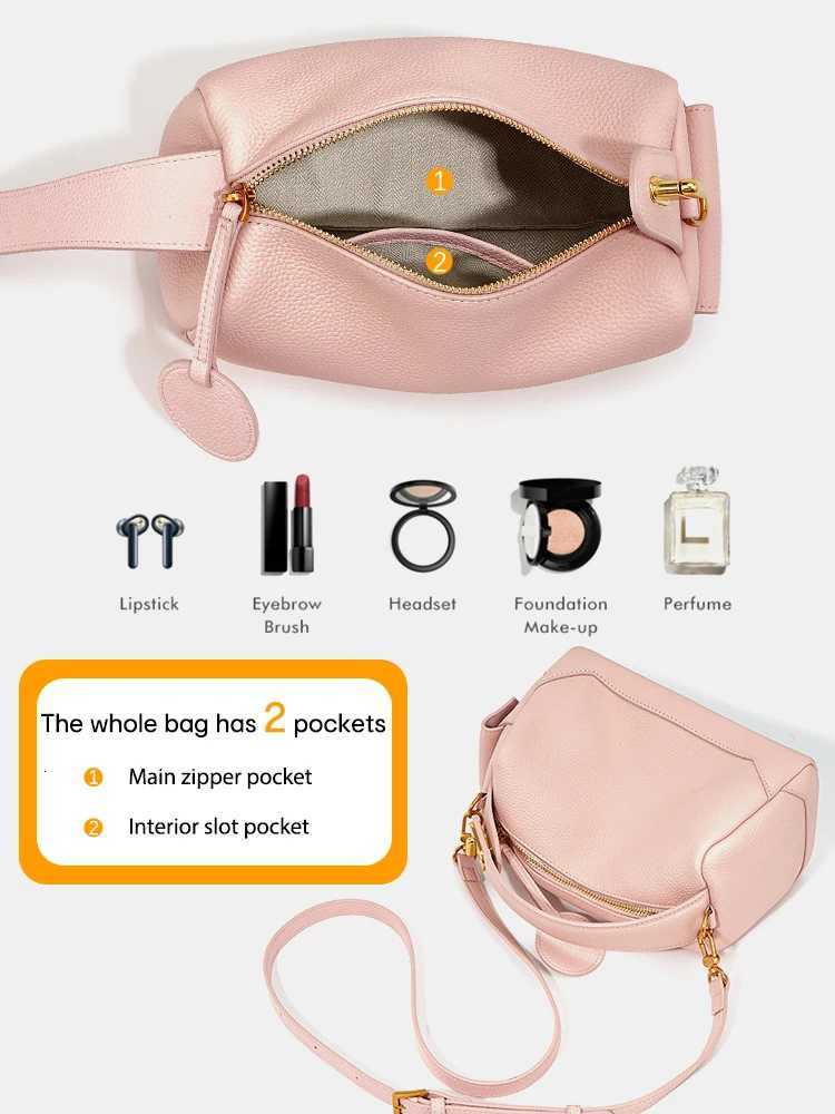 Women Genuine Leather Pillow Bag High Quality Metal Hardware Top Handle Ladies Handbag Small Boston Tassel For Girls Grey PinkW251115