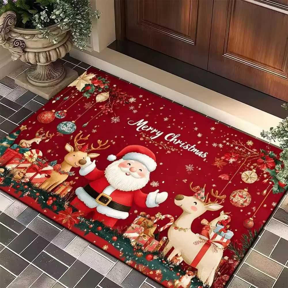 nta Claus Welcome Door Mat Washable Indoor and Outdoor Entrance Mat RV Mat Kitchen Carpet Suitable for Bathroom Kitchen EtcM251117