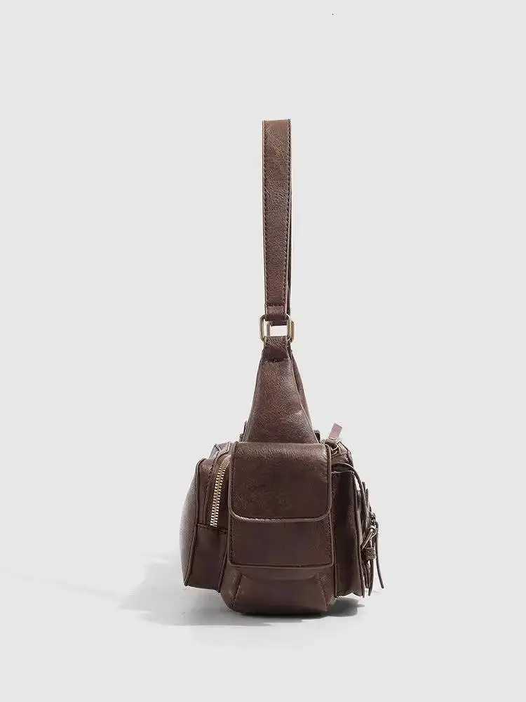 Bloom Retro Y2k Underarm Bag Purse Women High Street Leather Chic Brown Handbag Ladies Vintage Shoulder Bags Bolsos De MujerW251115