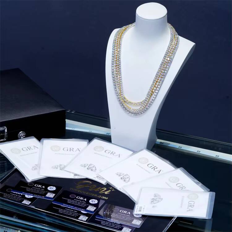 AAA Gems 3mm VVS Moissanite Tennis Chain Moissanite Tennis Chain Vvs Moissanite Square Tennis Chain