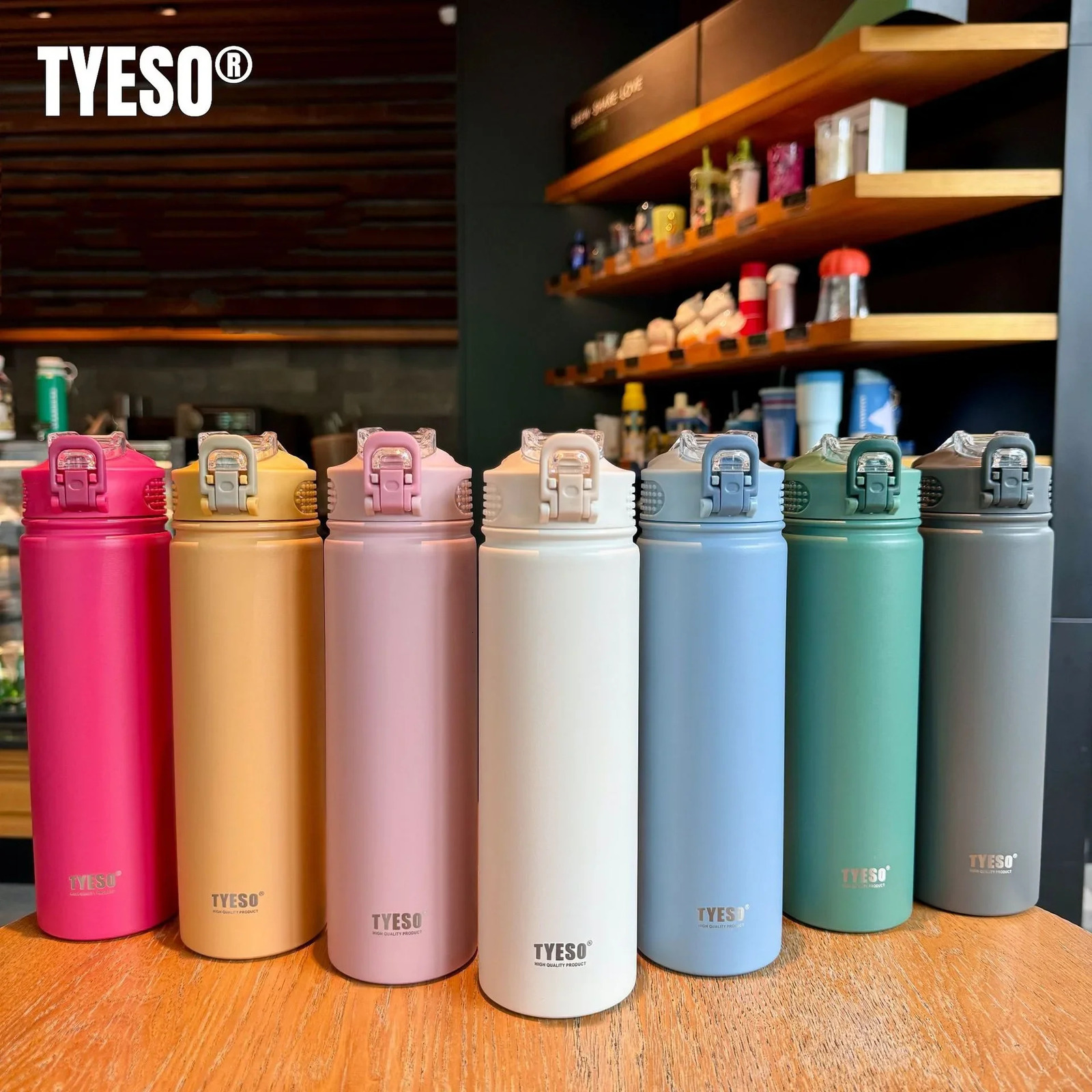 TYESO 600750ML Thermos Bottle With Straw Stainless Steel Car Thermal Cup Sports Water Bottles Keeps Cold and Heat Mug 251107 W260226