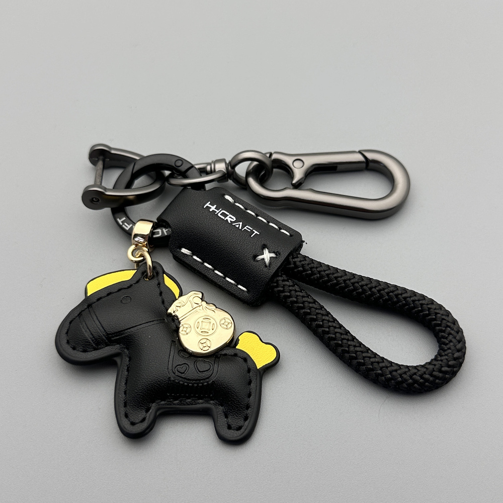 In Stock Jewelry Tongma Bag Money Keychain Creative Car Key Eight Figure Ring Leather Braided Rope