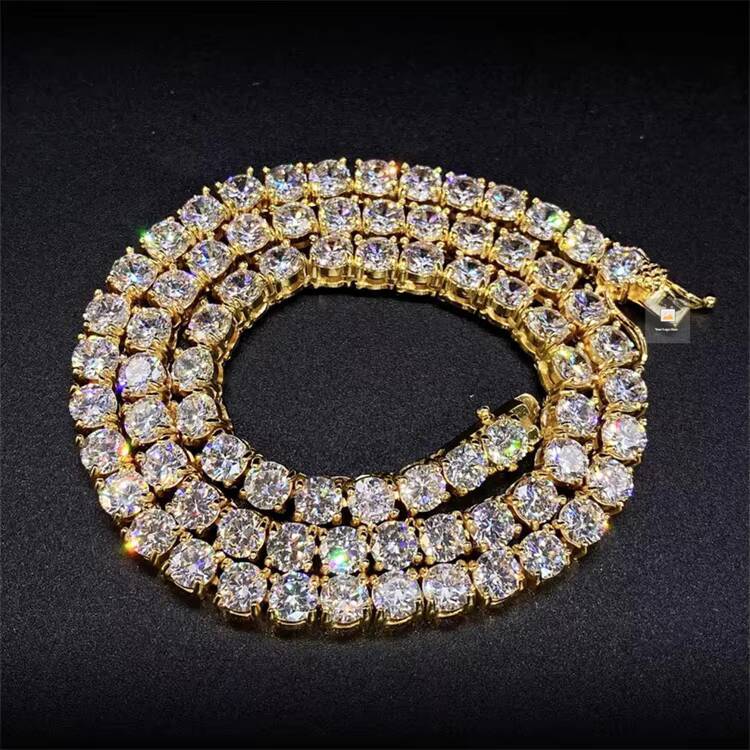 AAA Gems Different Sizes 4mm 5mm 65mm Personalized Sterling Silver Tennis Chain Moissanite Gold Tennis Chain