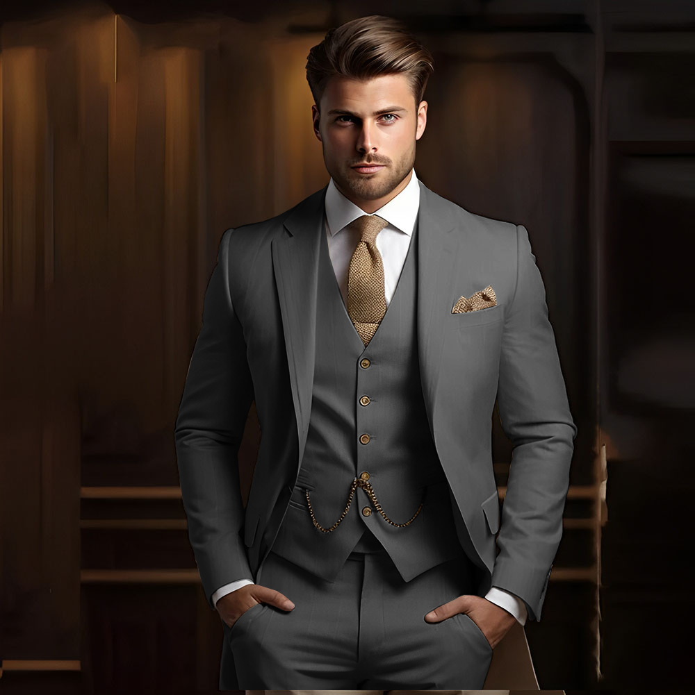 Men's Formal 3-Piece Suit with Jacket, Pants & Vest for Weddings and Parties Custom Fit XS to 5XL