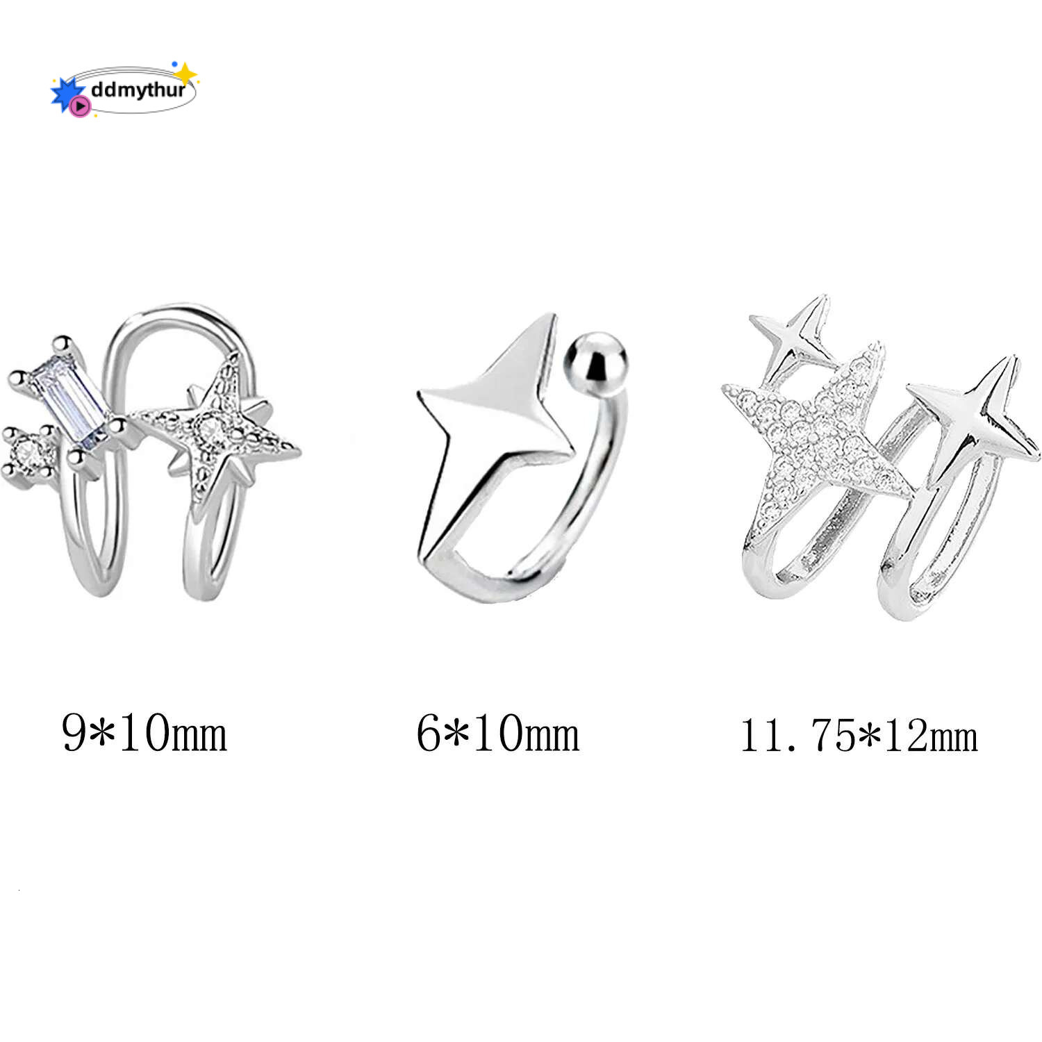 1Pc Cross Star Clip No Piercing Earrings For Women Girls Fake Cartilage Ear Cuff Fashion Korean Y2k Jewelry Accessories ddmythur