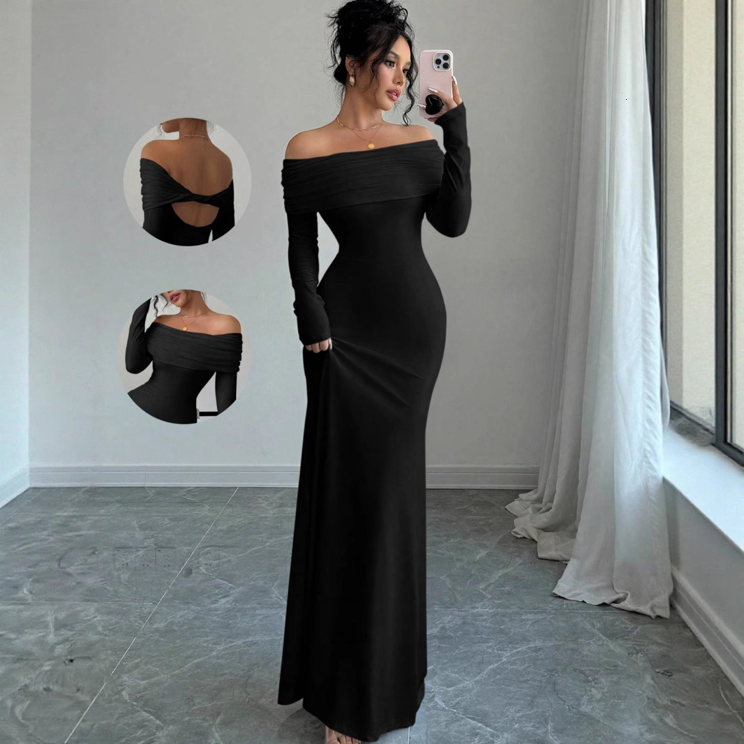 New sexy backless off shoulder dress, elegant long skirt, evening dress, designer fashion dress