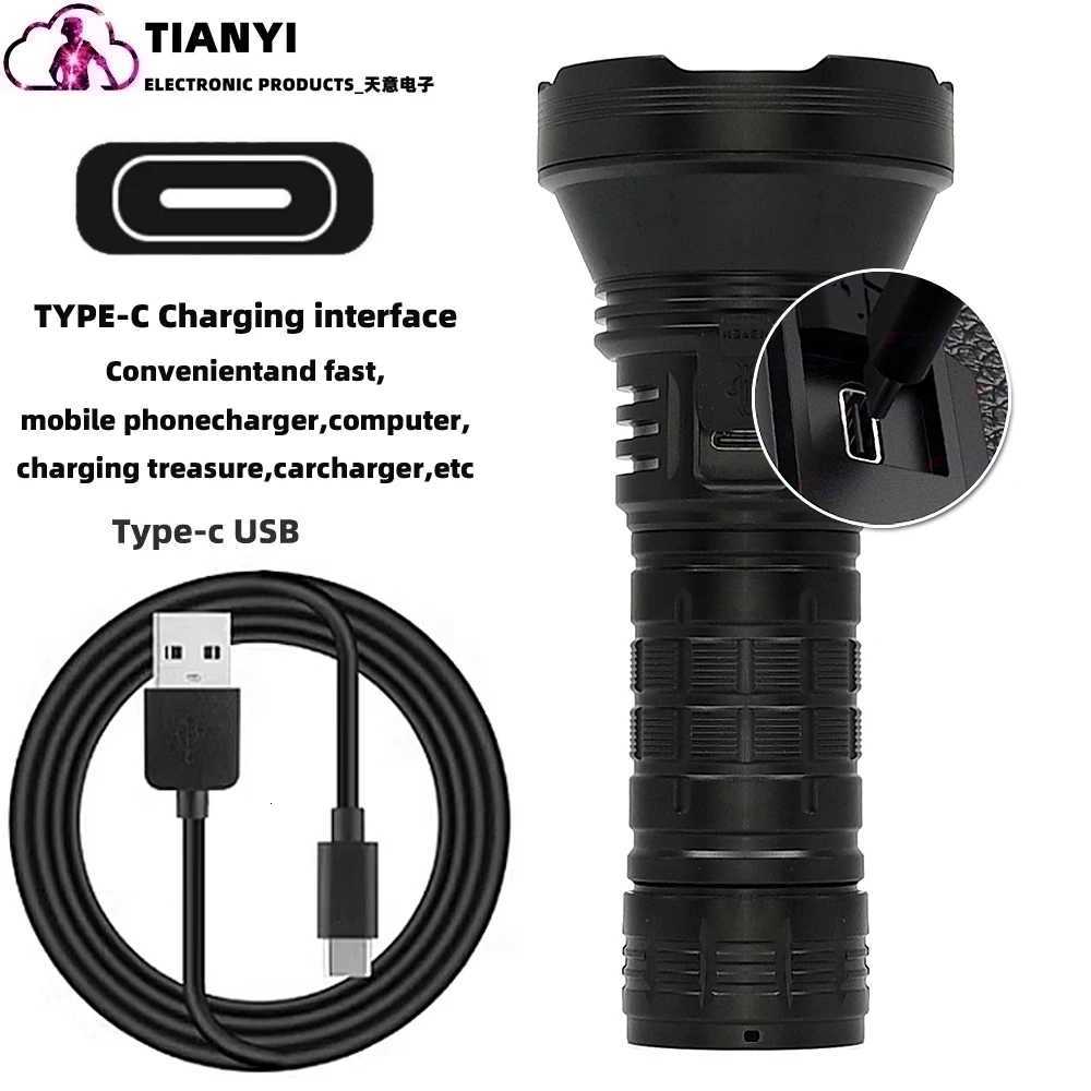 Strong light outdoor multi-function battery charger flashlight 26650 lithium battery charging waterproof lighting night lights M251117