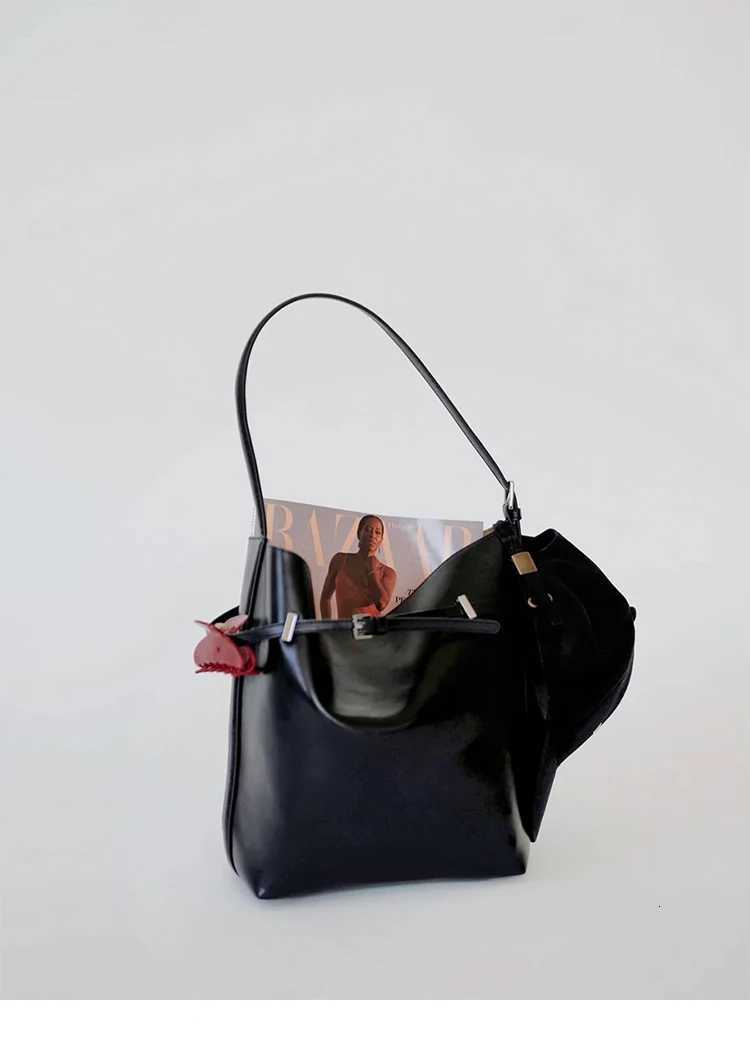 New Ladies Handbag Tote Bag Soft Simple Women Bucket Bag Fashionable Lady Shoulder Bag Luxury Thick Leather Bag 2024W251117