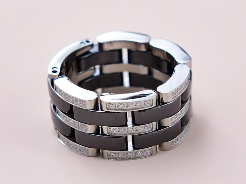 Realfine88 5A Rings CNL Ultra Ring Large/Medium Version Dias Black/White Ceramic Fashion Jewelry With Case